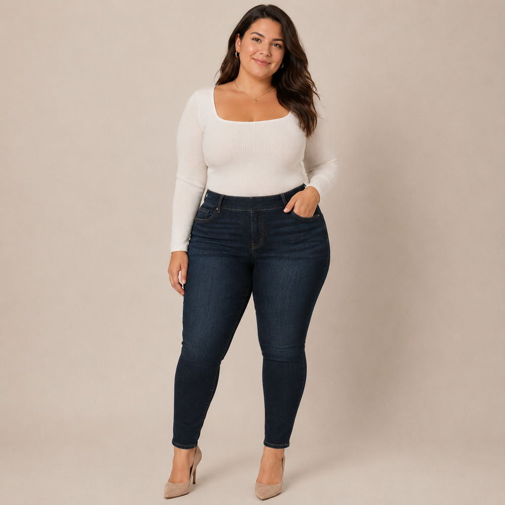 SPANXshape Pull-On Ankle Skinny Jeans Dark Wash Size Large